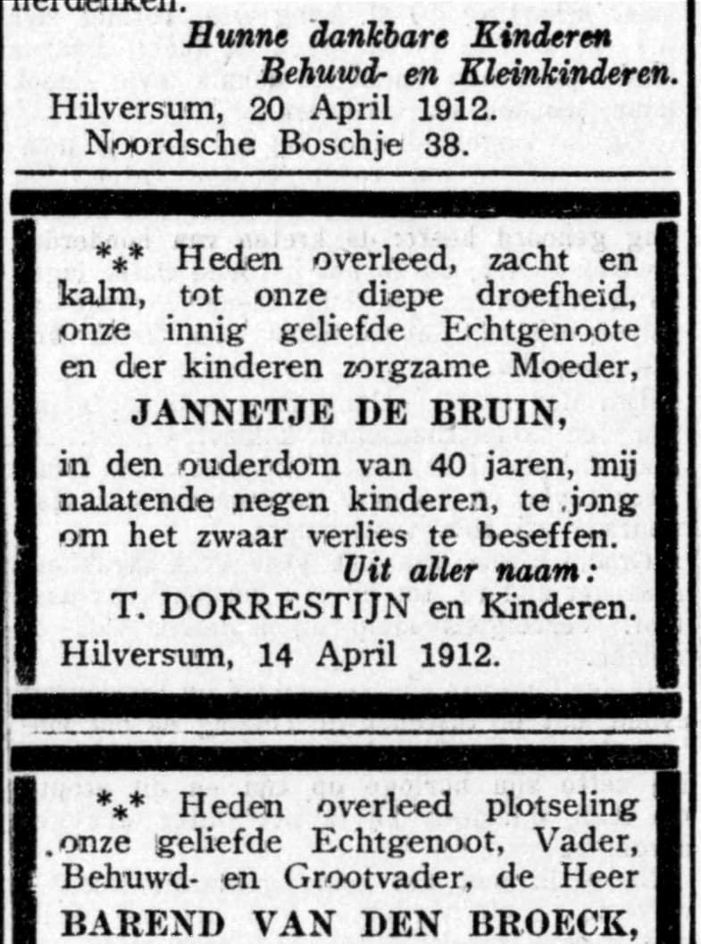 ‘Mij nalatende negen kinderen’