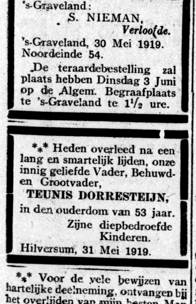 Teunis overlijdt; de kinderen naar een tehuis